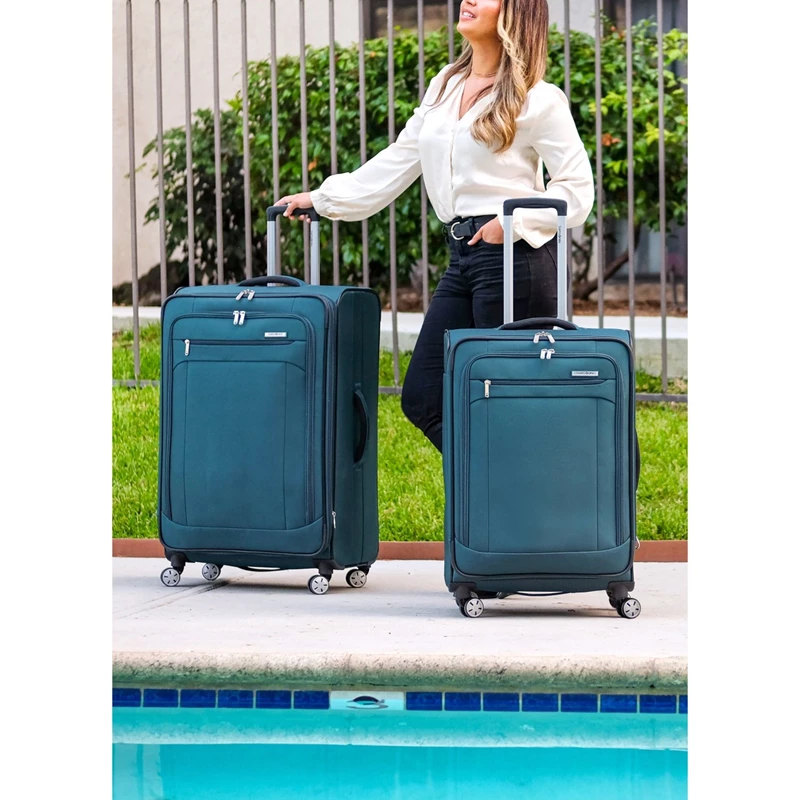 Black Samsonite Atrium Medium Spinner Checked Luggage | 140637-IPK