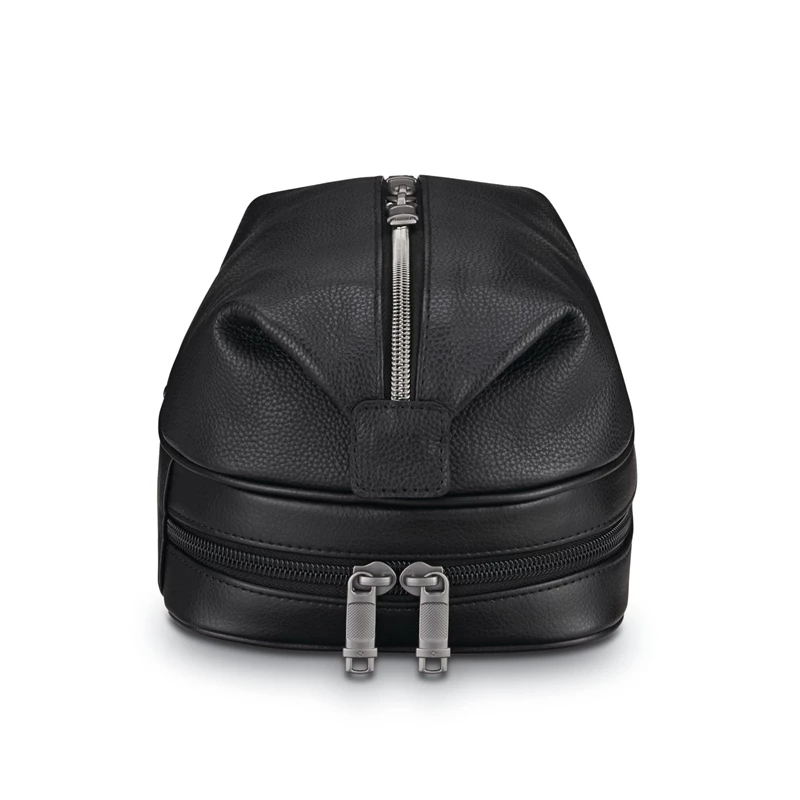 Black Samsonite Classic Leather Zip Bottom Travel Kit Toiletry & Cosmetic Kits | 174962-IFB