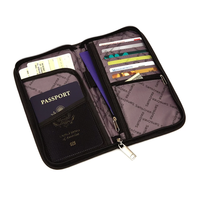 Black Samsonite RFID Zip Close Travel Wallet Wallets & Passport Covers | 407392-SXE