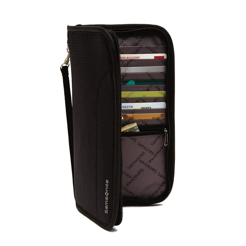 Black Samsonite RFID Zip Close Travel Wallet Wallets & Passport Covers | 407392-SXE