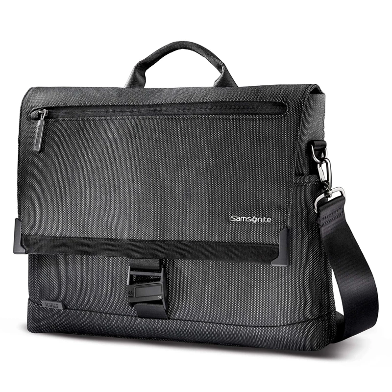 Black/Silver Samsonite SXK Core Messenger Laptop Bags & Briefcases | 958246-WDA