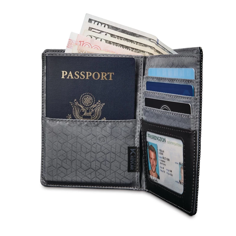 Black/Silver Samsonite SXK RFID Passport Wallet Wallets & Passport Covers | 405326-IVA