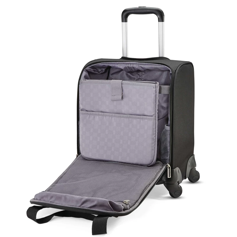 Black / White / Black Samsonite Spinner Underseater with USB Port Underseat Luggage | 532014-ZBC