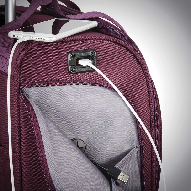 Purple Samsonite Spinner Underseater with USB Port Carry On Luggage | 130479-TON