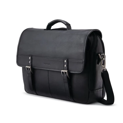 Black Samsonite Classic Leather Flapover Business Bags | 193786-YFM