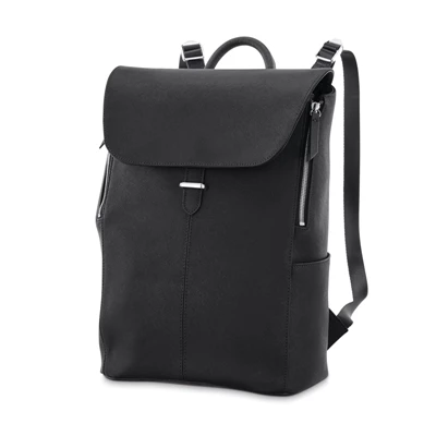 Black Samsonite Women's Executive Leather Flap Backpack Laptop Backpacks | 739540-UZY