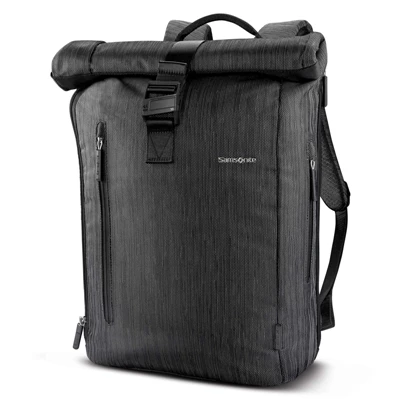 Black/Silver Samsonite SXK Rolltop Backpack Laptop Backpacks | 650834-JWT