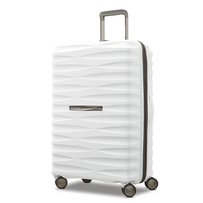 White Samsonite Voltage DLX Medium Spinner Checked Luggage | 293176-SMN